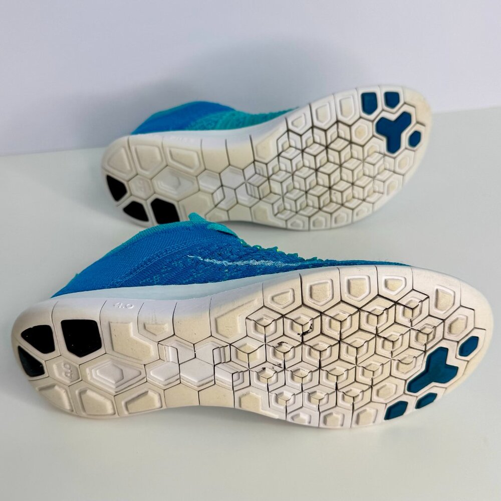 Women's‎ 6 NIKE FREE 4.0 FLYKNIT RUNNING SHOES BLUE TURQUOISE 631050 - Picture 4 of 9